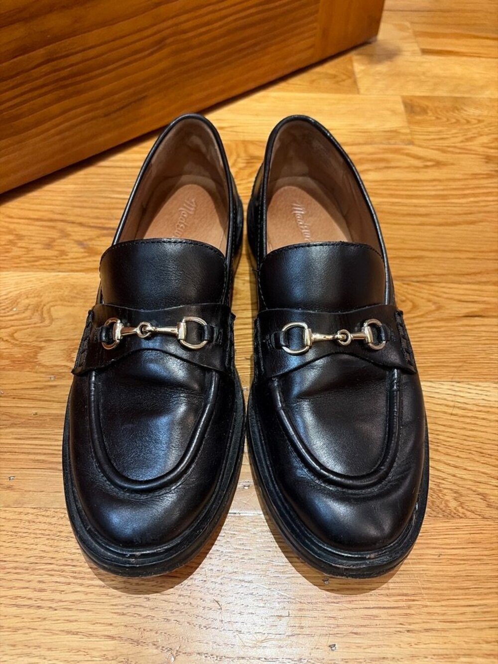 Madewell Vernon Bit Loafer Black Leather Gold Horsebit Women's 8.5
